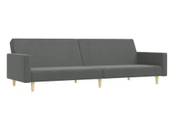 Sofá cama de 2 plazas con taburete tela gris oscuro