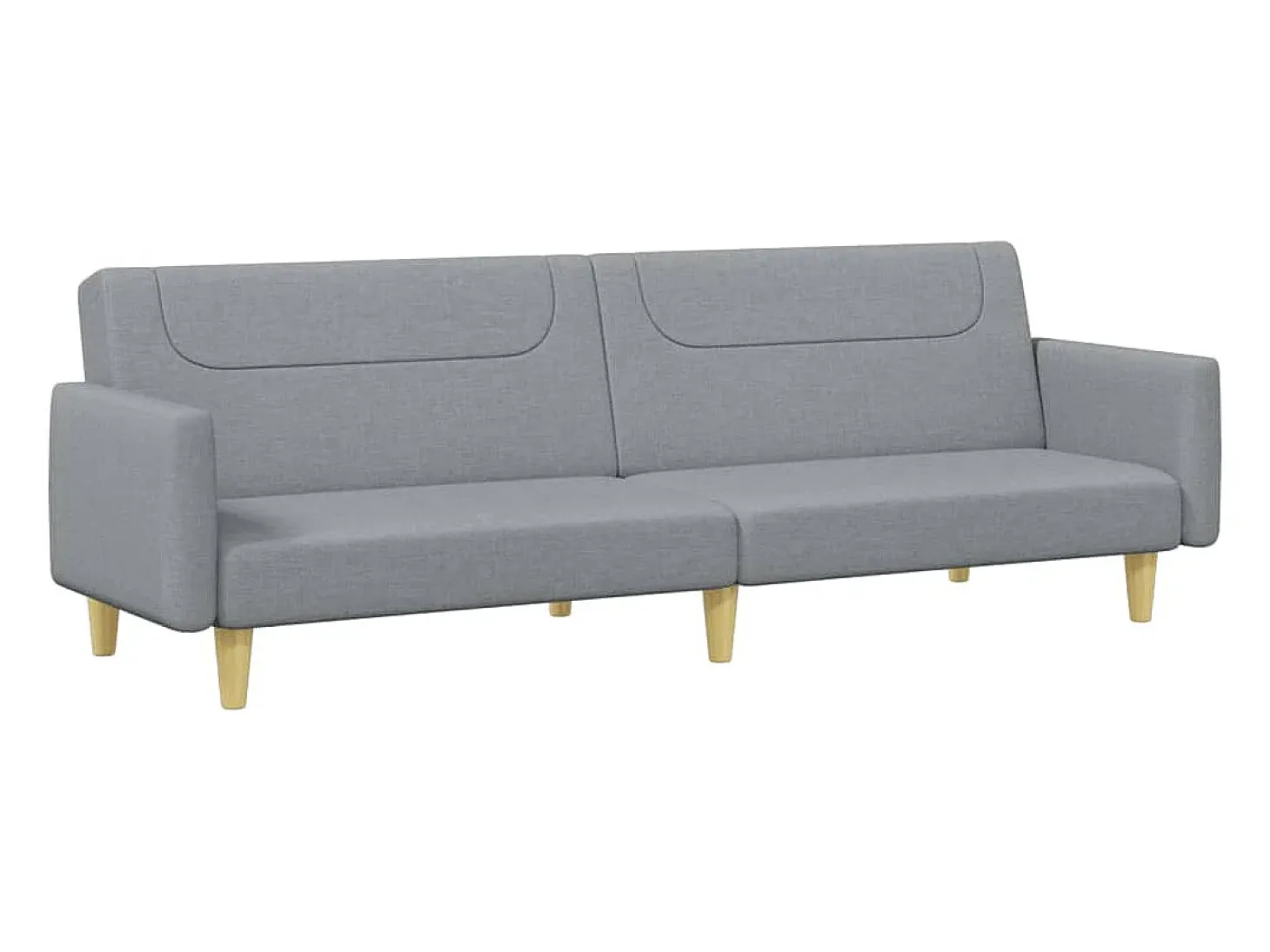 Sofá cama de 2 plazas con taburete tela gris claro