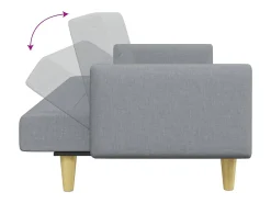 Sofá cama de 2 plazas con taburete tela gris claro