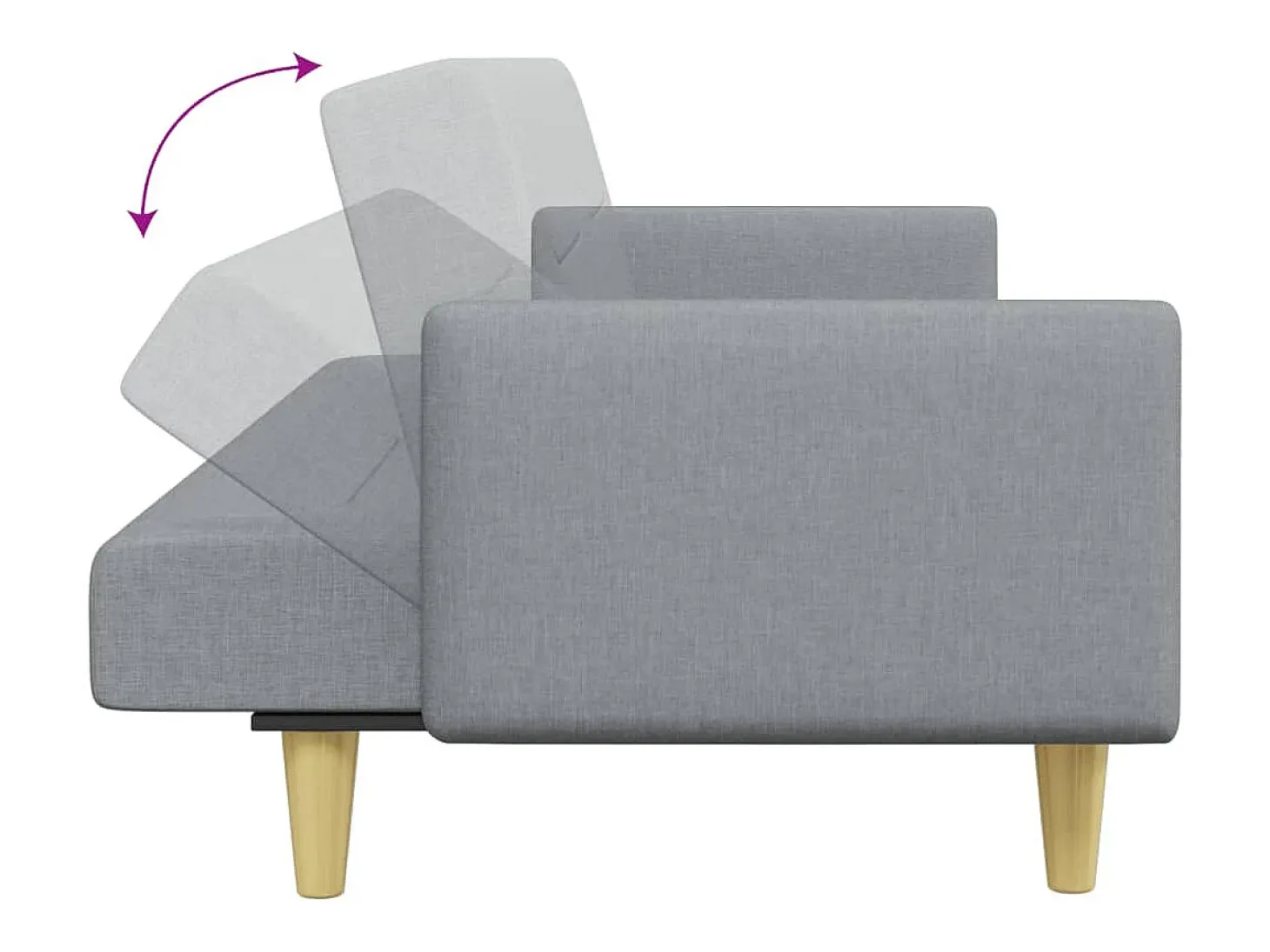 Sofá cama de 2 plazas con taburete tela gris claro