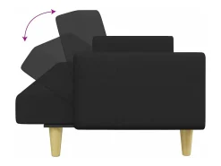 Sofá cama de 2 plazas con taburete tela negro