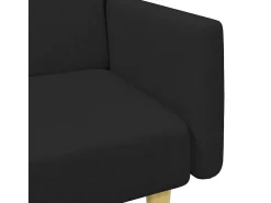 Sofá cama de 2 plazas con taburete tela negro