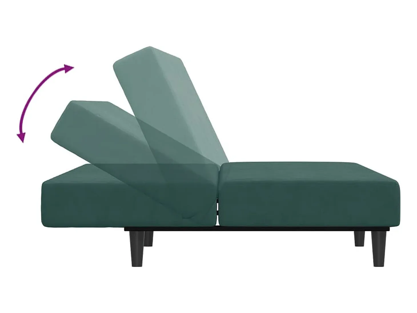 Sofá cama de 2 plazas con taburete terciopelo verde oscuro