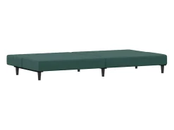 Sofá cama de 2 plazas con taburete terciopelo verde oscuro