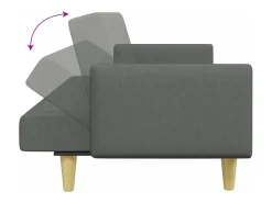 Sofá cama de 2 plazas con taburete tela gris oscuro
