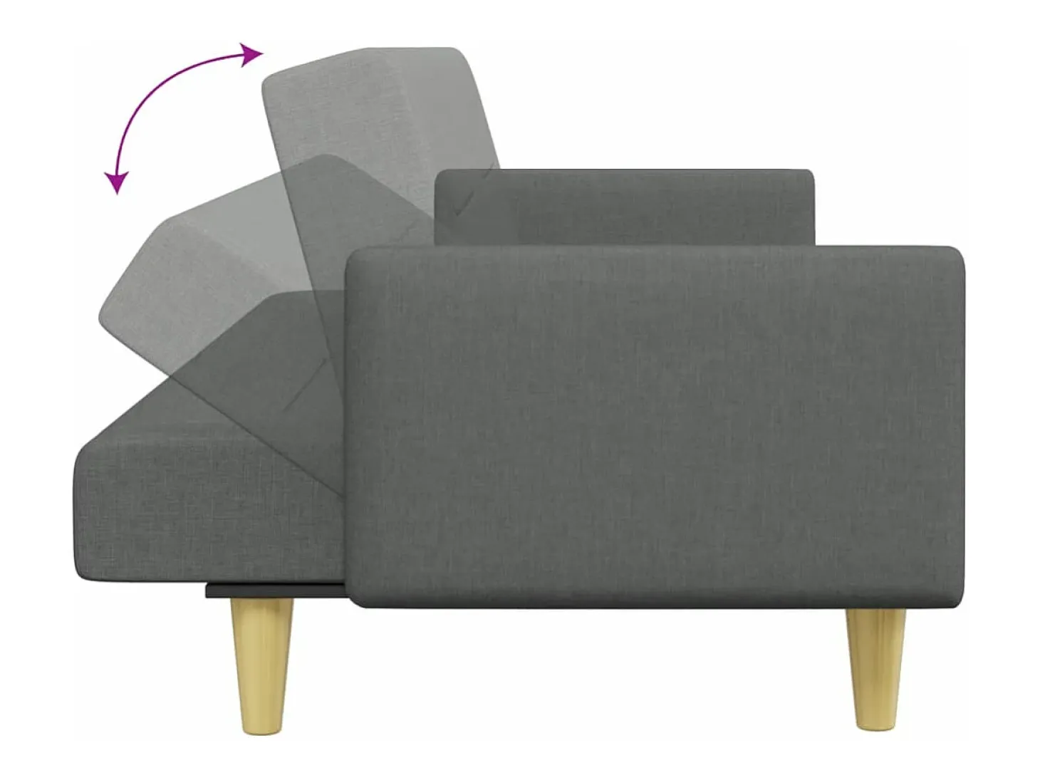 Sofá cama de 2 plazas con taburete tela gris oscuro