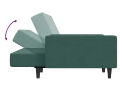 Sofá cama de 2 plazas con taburete terciopelo verde oscuro