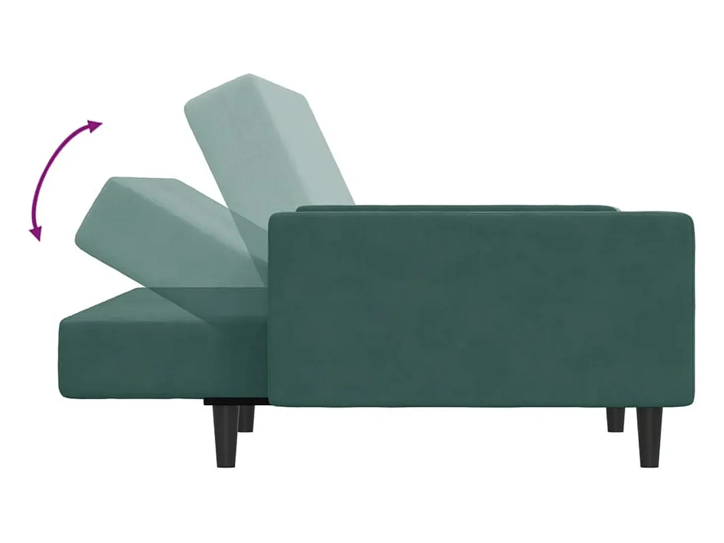 Sofá cama de 2 plazas con taburete terciopelo verde oscuro