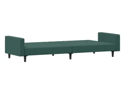 Sofá cama de 2 plazas con taburete terciopelo verde oscuro