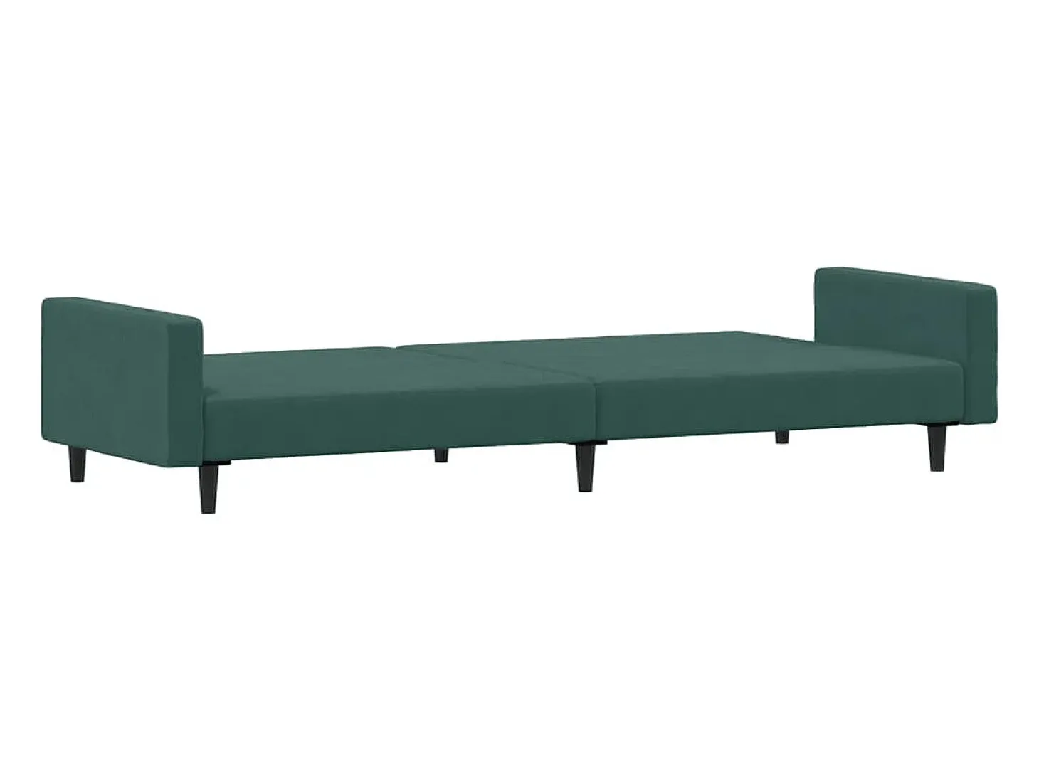 Sofá cama de 2 plazas con taburete terciopelo verde oscuro
