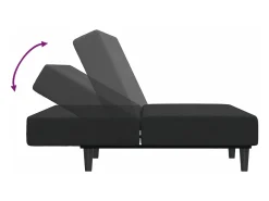 Sofá cama de 2 plazas con taburete terciopelo negro