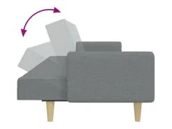 Sofá cama de 2 plazas con taburete tela gris claro