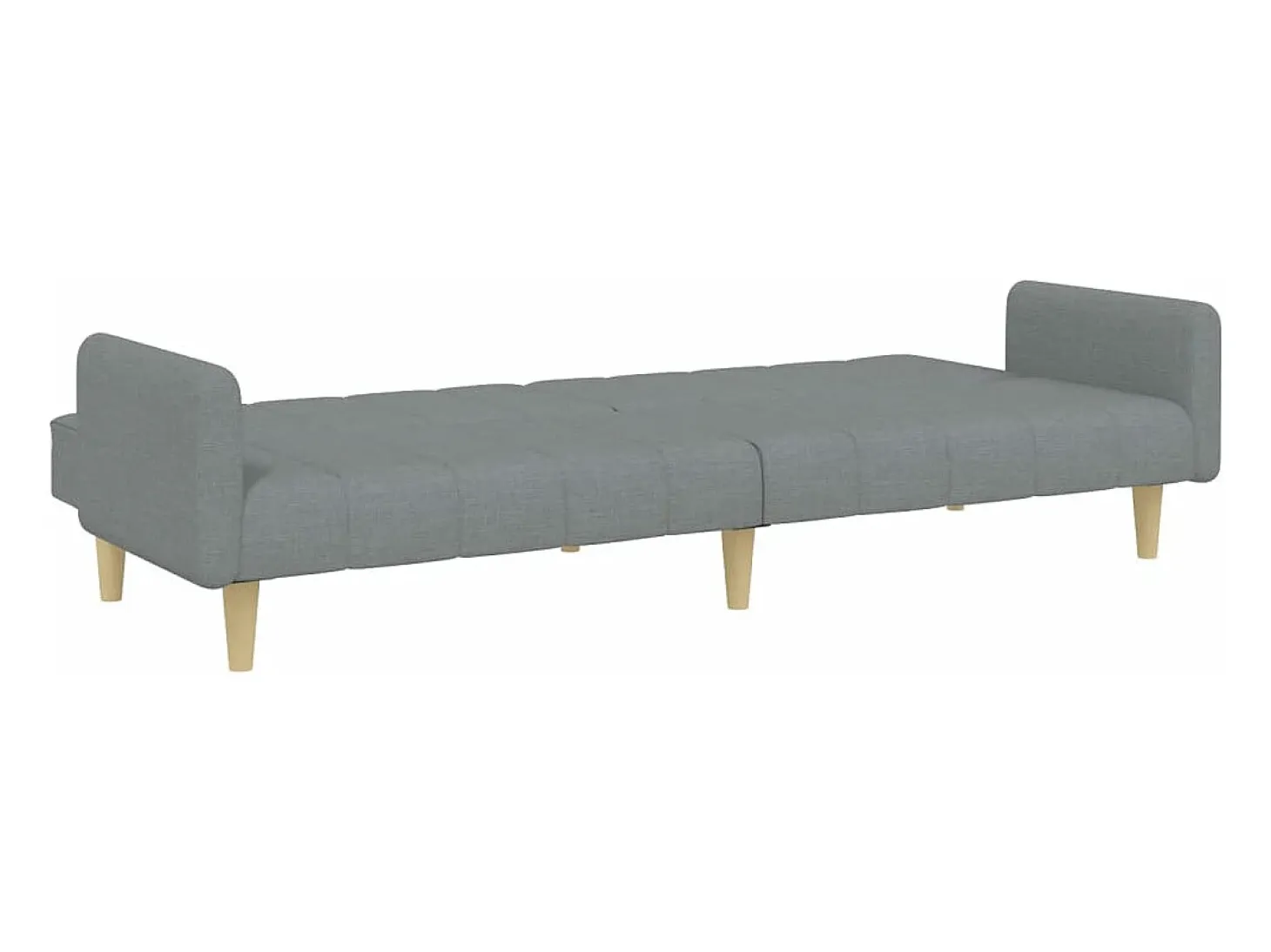 Sofá cama de 2 plazas con taburete tela gris claro