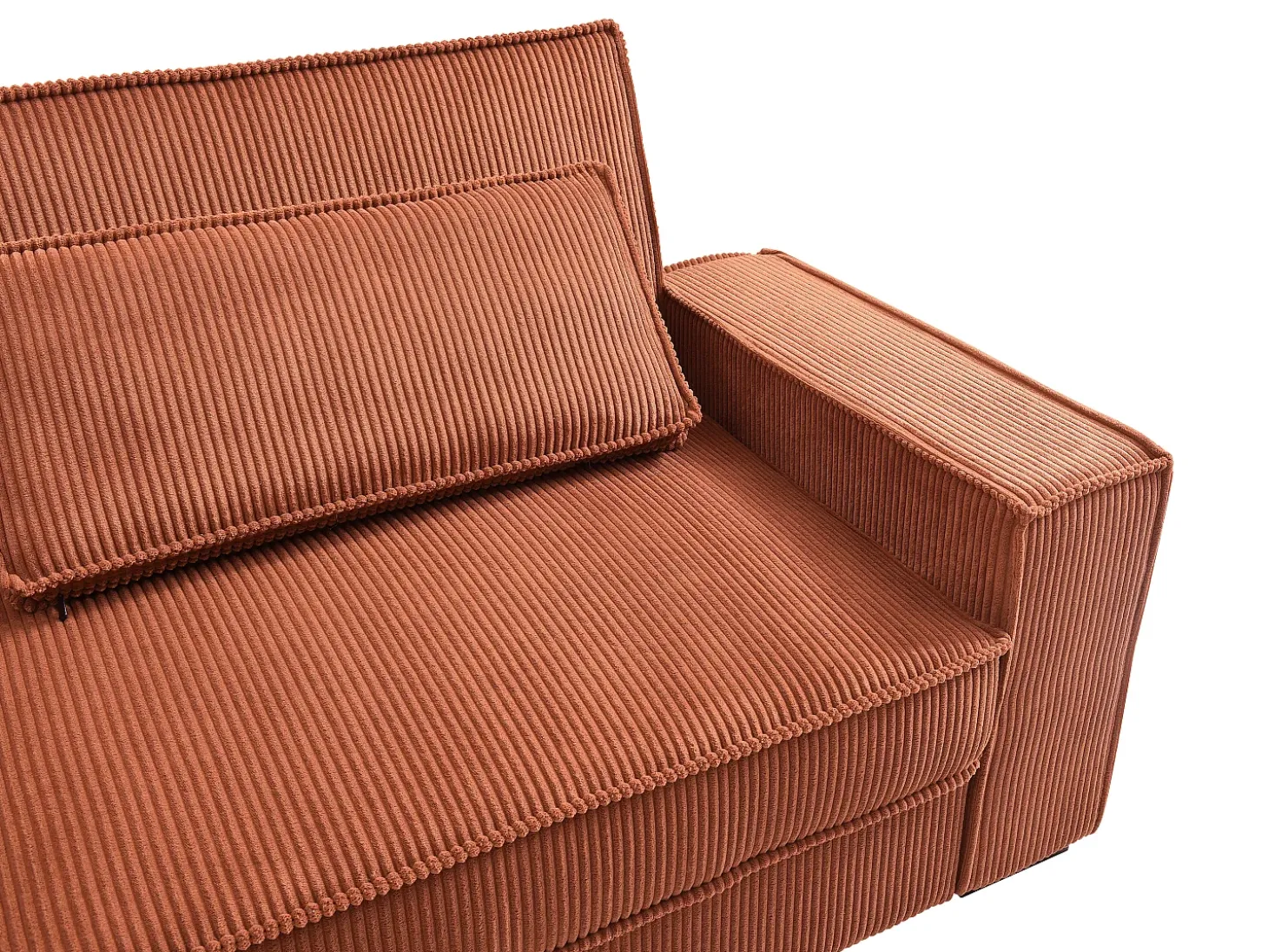 Sofá cama de 3 plazas convertible de terciopelo acanalado color terracota FINORO