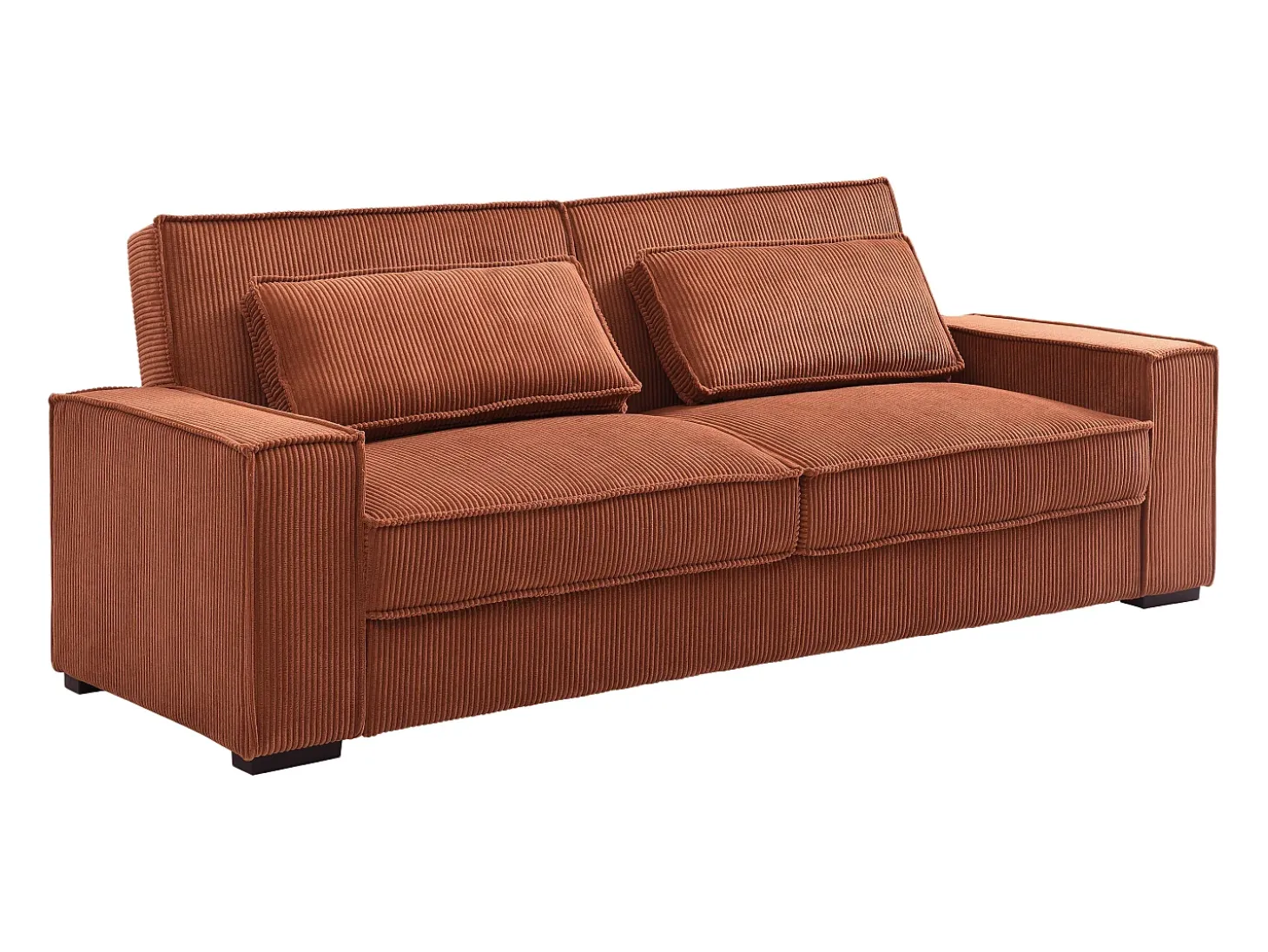 Sofá cama de 3 plazas convertible de terciopelo acanalado color terracota FINORO