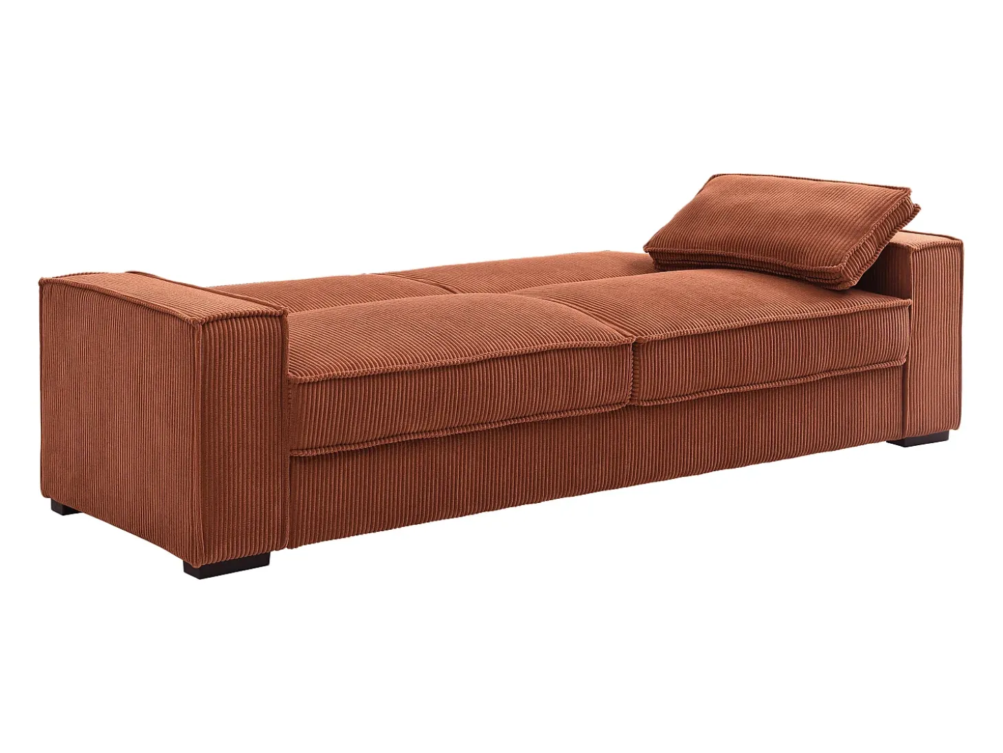 Sofá cama de 3 plazas convertible de terciopelo acanalado color terracota FINORO