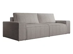 Sofá cama de 4 plazas convertible de pana anchas color gris claro AMELIA