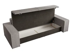 Sofá cama de 4 plazas convertible de pana anchas color gris claro AMELIA
