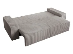 Sofá cama de 4 plazas convertible de pana anchas color gris claro AMELIA