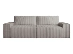 Sofá cama de 4 plazas convertible de pana anchas color gris claro AMELIA