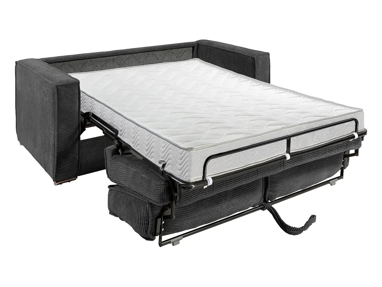 Sofá cama de 3 plazas de apertura rápida de pana beige LORETO