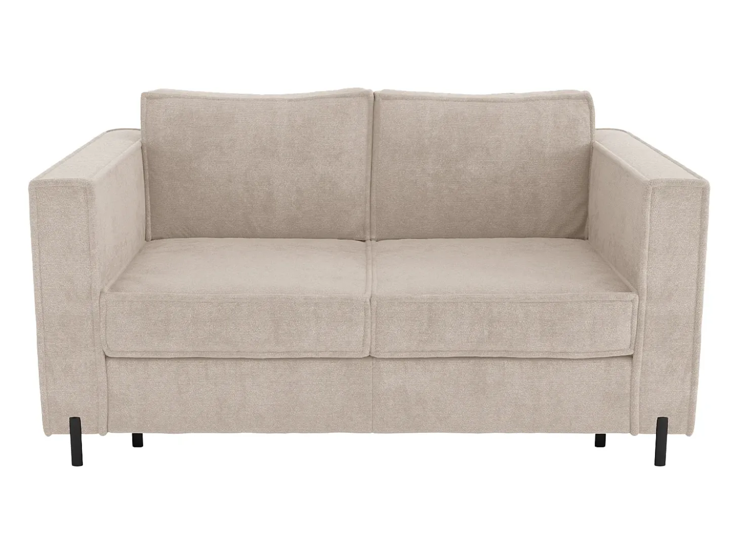 Sofá cama de 3 plazas de apertura rápida de tela texturizada beige colchón de 14 cm ELORYA