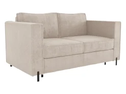 Sofá cama de 3 plazas de apertura rápida de tela texturizada beige colchón de 14 cm ELORYA