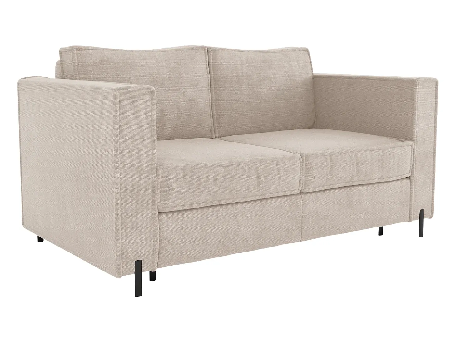 Sofá cama de 3 plazas de apertura rápida de tela texturizada beige colchón de 14 cm ELORYA
