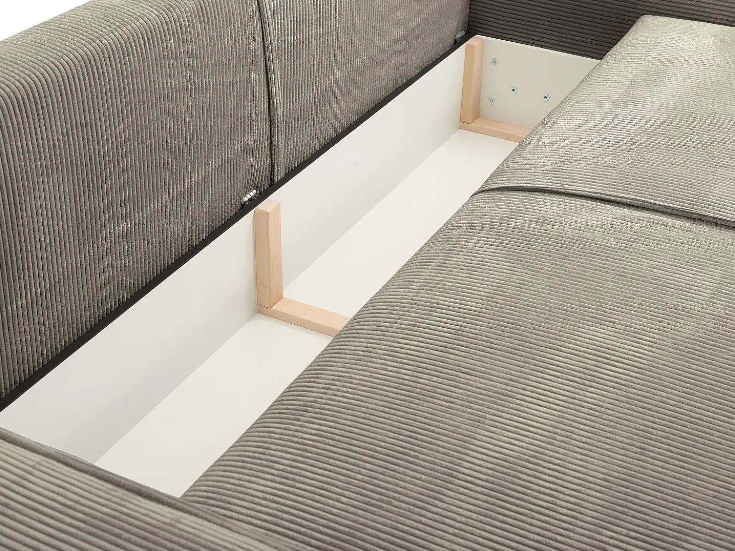 Sofá cama de 4 plazas de pana color topo AMELIA