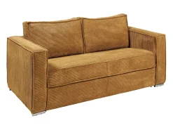 Sofá cama de 3 plazas de pana amarillo mostaza lamas 22cm LORETO