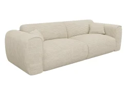 Sofá cama de 4 plazas de pana beige POGNIA