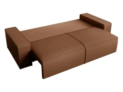 Sofá cama de 4 plazas de tela efecto cuero color marrón AMELIA