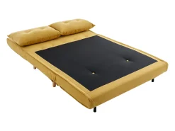 Sofá cama de 2 plazas de tela amarillo mostaza de estilo joven URIBIA.