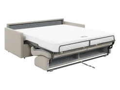 Sofá cama de 3 plazas de tela tipo italiano gris - Colchón de espuma 14 cm - CALIFE