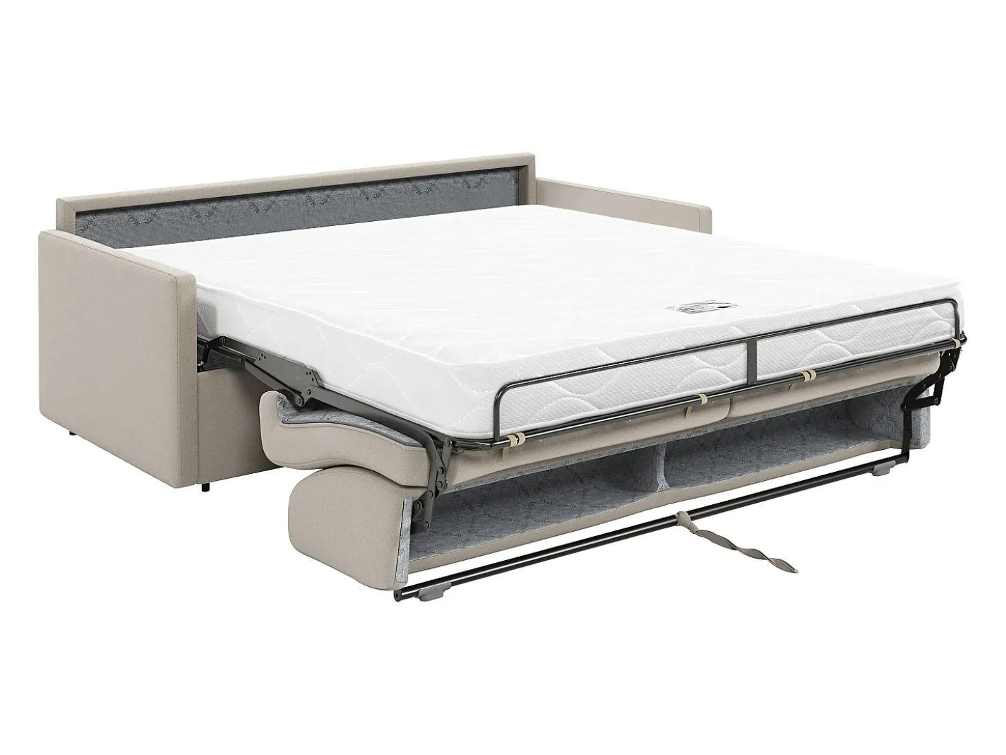 Sofá cama de 3 plazas de tela tipo italiano gris - Colchón de espuma 14 cm - CALIFE