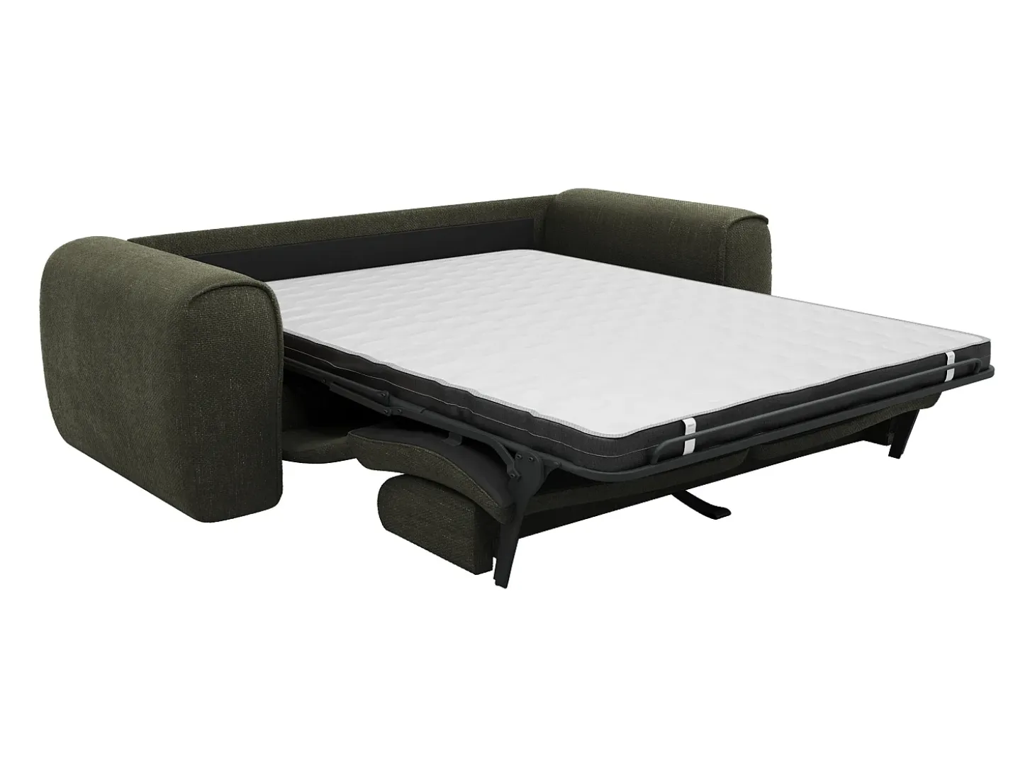 Sofá cama de 3 plazas de tela verde POGNIA