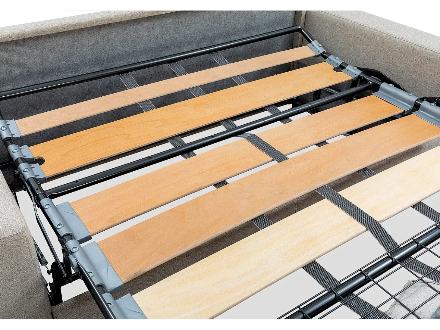 Sofá cama de 3 plazas de tela tipo italiano gris - Colchón de espuma 18 cm - CALIFE