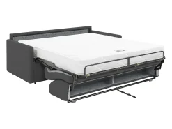 Sofá cama de 3 plazas de tela tipo italiano gris - Colchón de espuma 18 cm - CALIFE