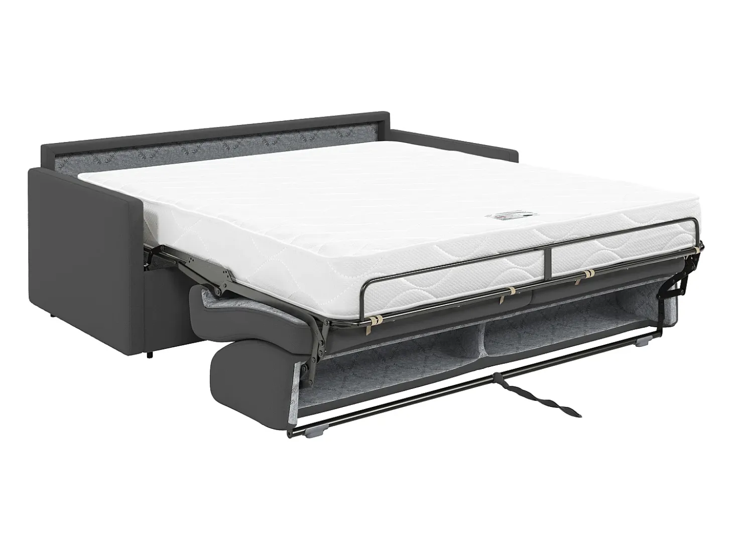 Sofá cama de 3 plazas de tela tipo italiano gris - Colchón de espuma 18 cm - CALIFE
