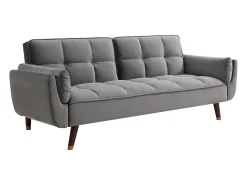 Sofá cama de 3 plazas de terciopelo gris GULCAN