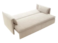 Sofá cama de 3 plazas de terciopelo de canalé beige TEODORA de PASCAL MORABITO