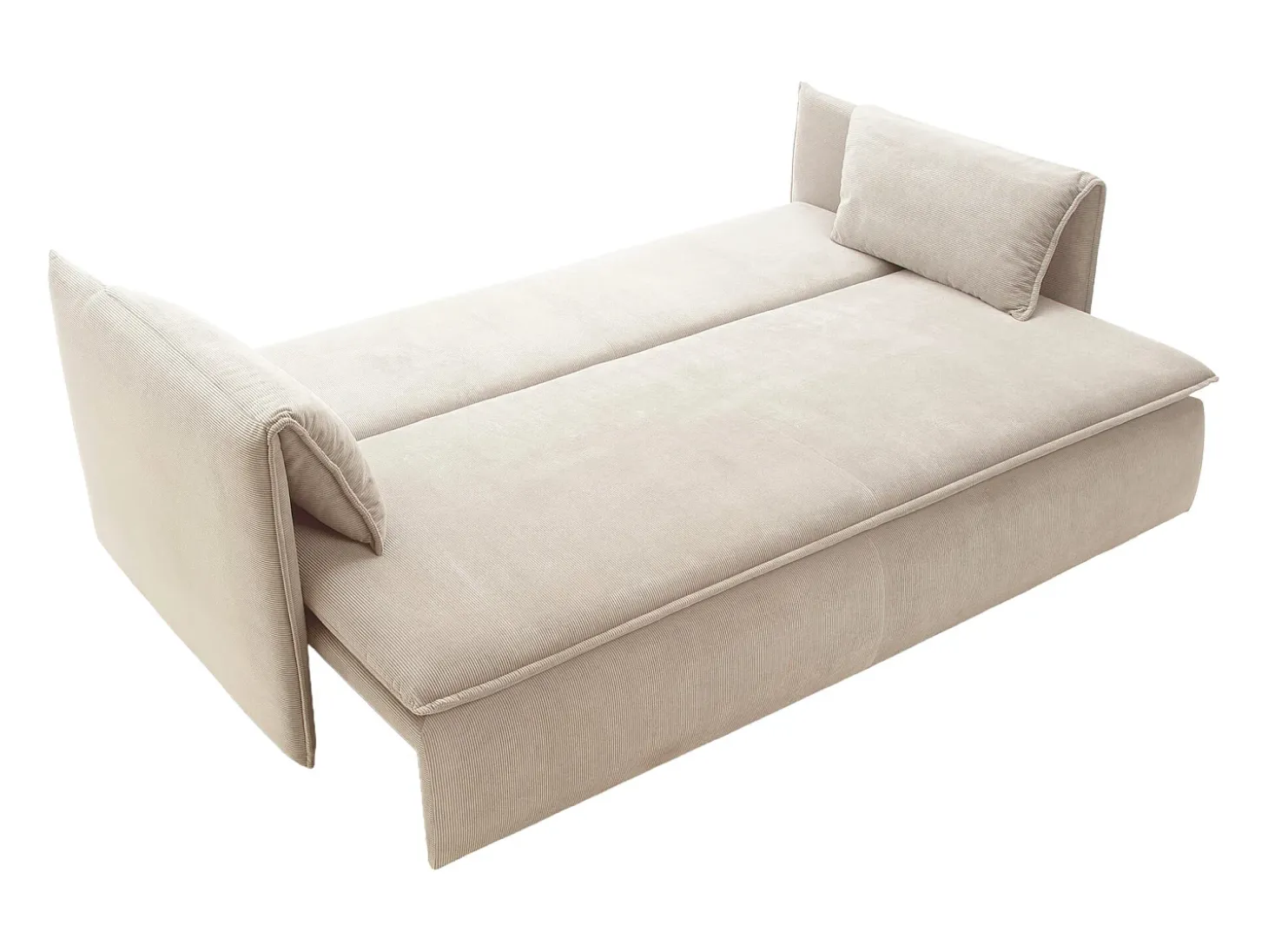 Sofá cama de 3 plazas de terciopelo de canalé beige TEODORA de PASCAL MORABITO