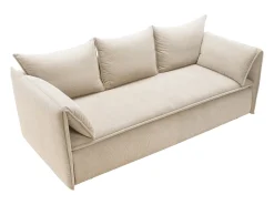 Sofá cama de 3 plazas de terciopelo de canalé beige TEODORA de PASCAL MORABITO