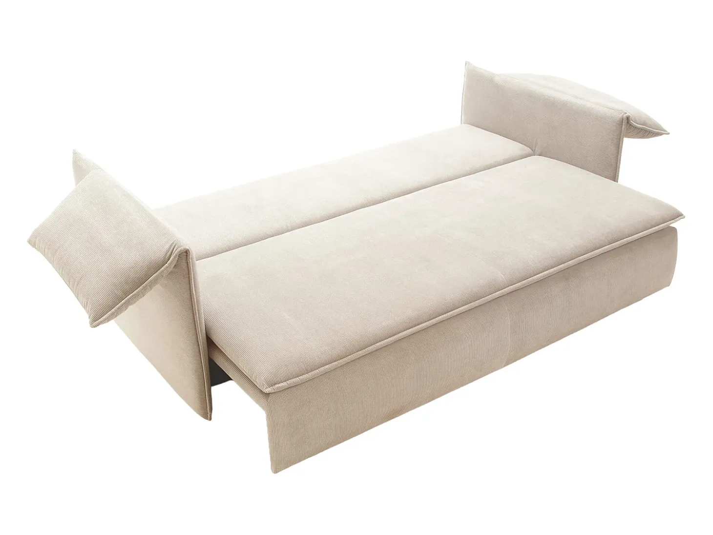 Sofá cama de 3 plazas de terciopelo de canalé beige TEODORA de PASCAL MORABITO
