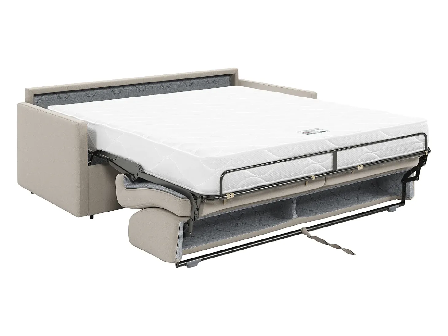 Sofá cama de 4 plazas de tela tipo italiano gris - Colchón de espuma 18 cm - CALIFE
