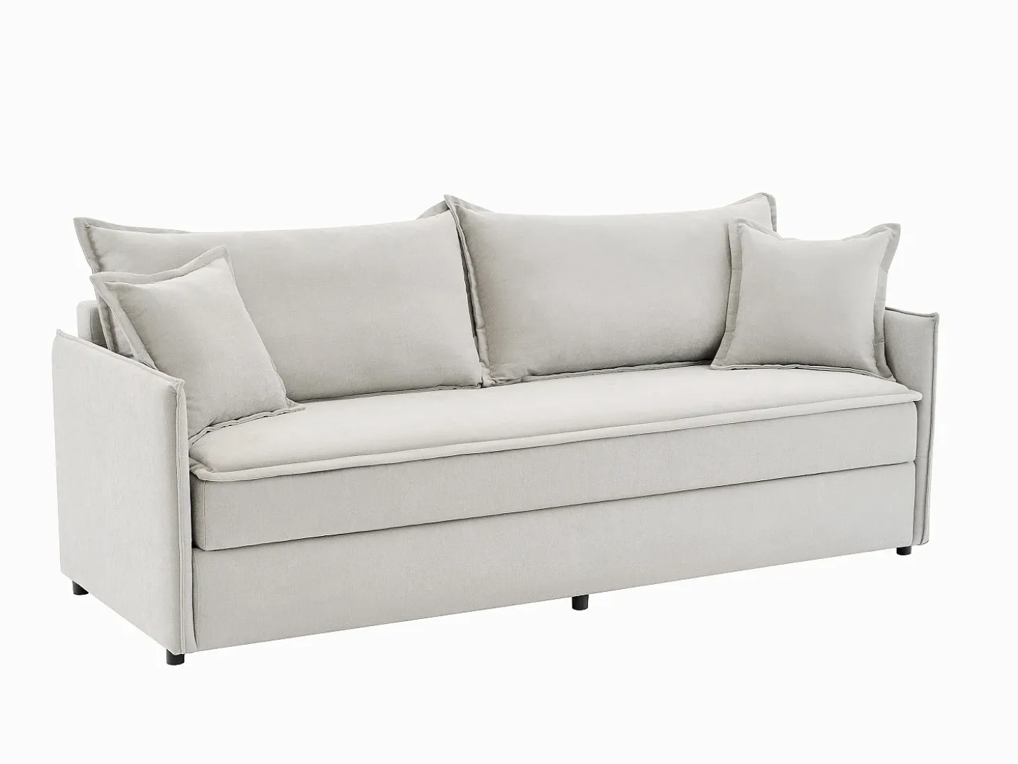 Sofá cama de 3 plazas de tela beige con asiento de espuma viscoelástica SERABA