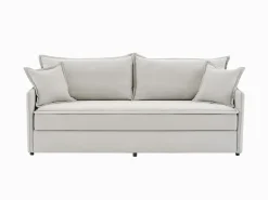Sofá cama de 3 plazas de tela beige con asiento de espuma viscoelástica SERABA