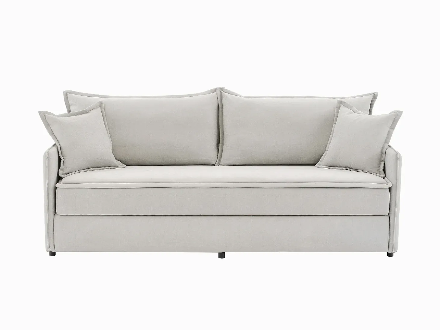 Sofá cama de 3 plazas de tela beige con asiento de espuma viscoelástica SERABA