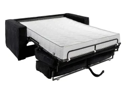 Sofá cama de 4 plazas exprés de pana negro lamas anchas - 18 cm - LORETO