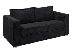 Sofá cama de 4 plazas exprés de pana negro lamas anchas - 18 cm - LORETO